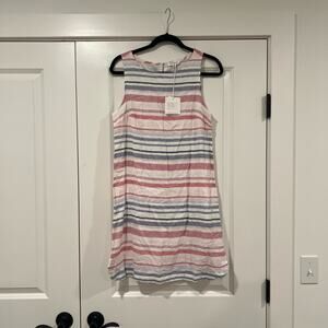 NWT Beach Lunch Lounge Linen Sundress White Blue‎ Red Size Small